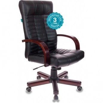 Кресло руководителя БЮРОКРАТ KB-10WALNUT черное, экокожа Кресло руководителя БЮРОКРАТ KB-10WALNUT черное, экокожа