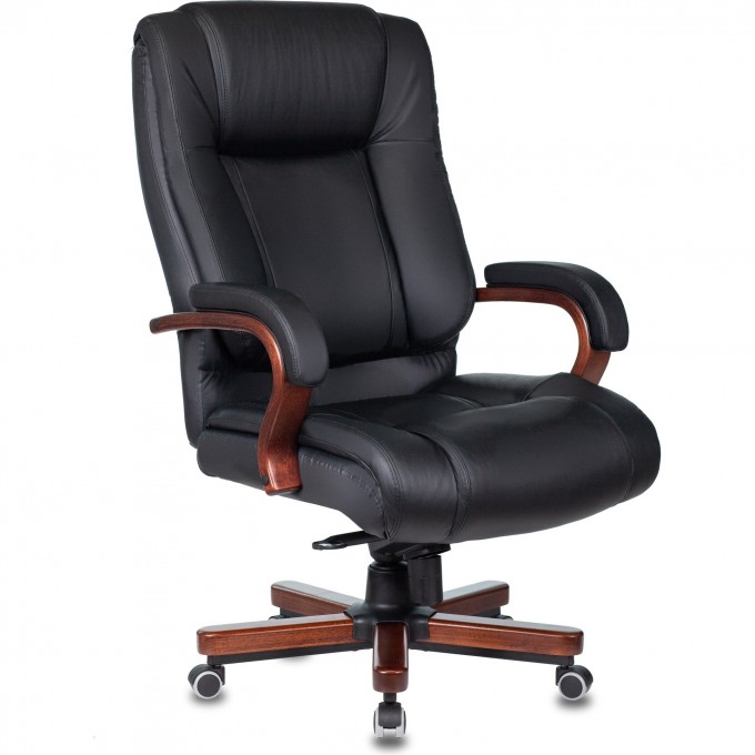 Кресло руководителя БЮРОКРАТ T-9925WALNUT черное, кожа T-9925WALNUT/BLACK